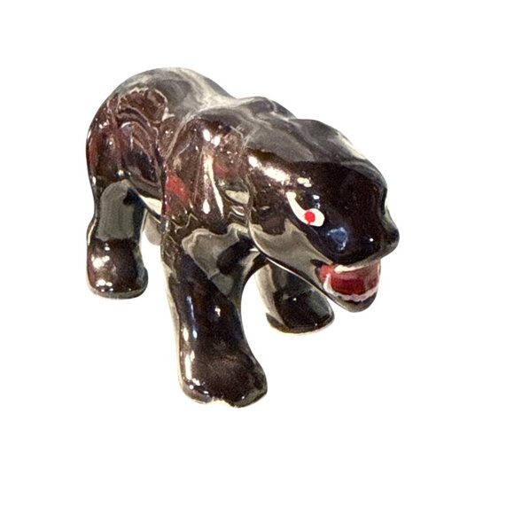 1950s Vintage Black Panther Ceramic Figurine Pair MCM Jungle Décor Vtg Stalking - Picture 4 of 8